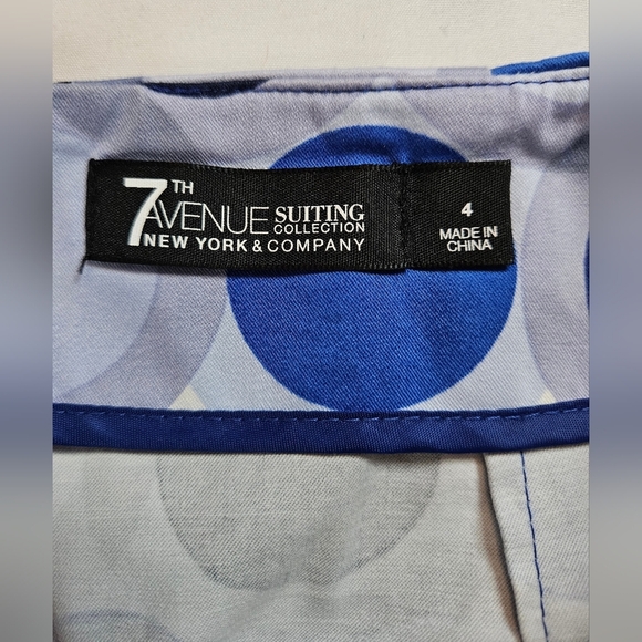 7th Avenue New York & Company Womens Blue Polka Dot Zip Up Pencil Skirt Size 4 - Picture 5 of 14